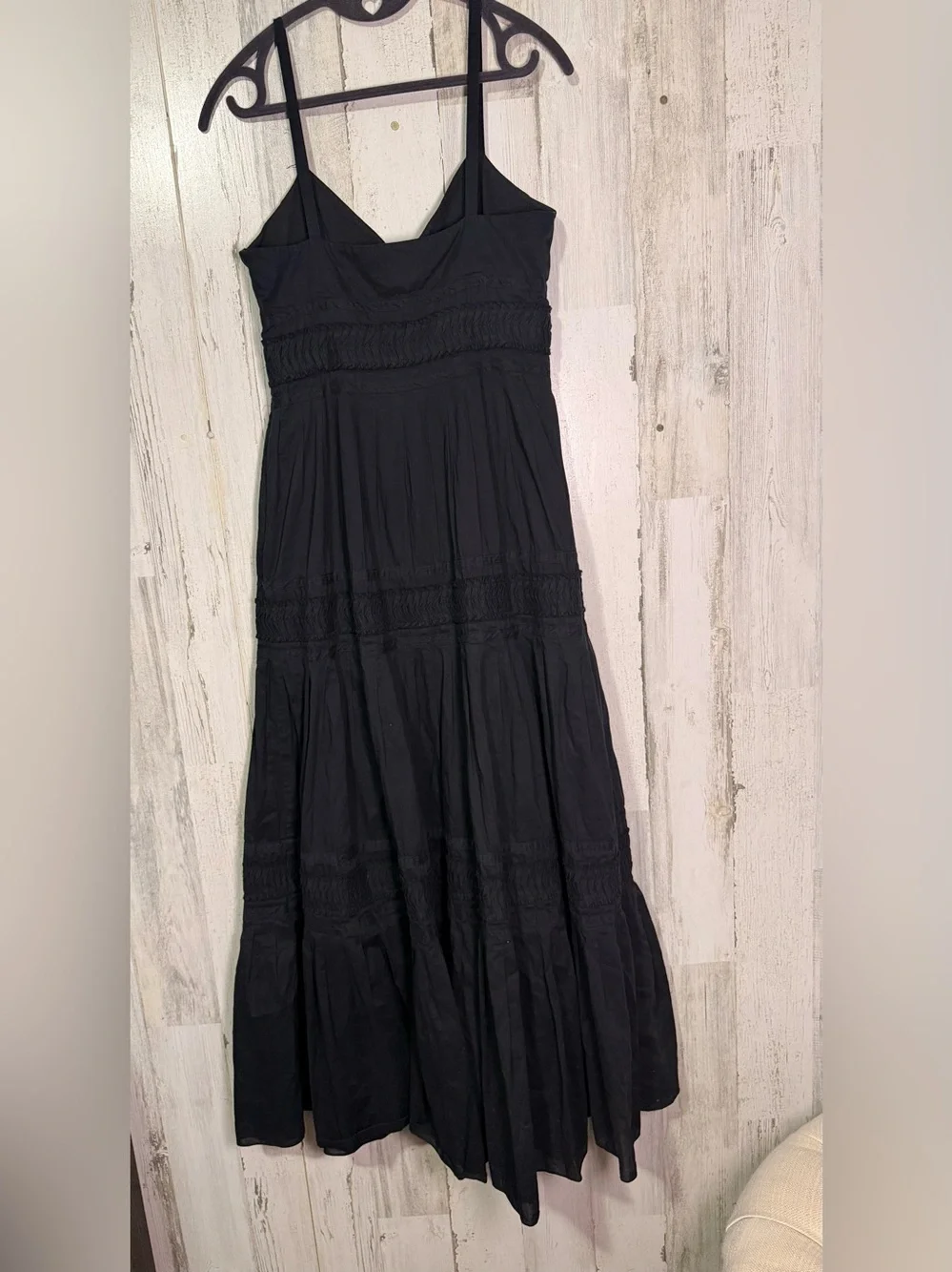 Lauren Ralph Lauren Black Cotton Tiered Maxi Dress Size 6 Sleeveless Boho Chic - Picture 7 of 8